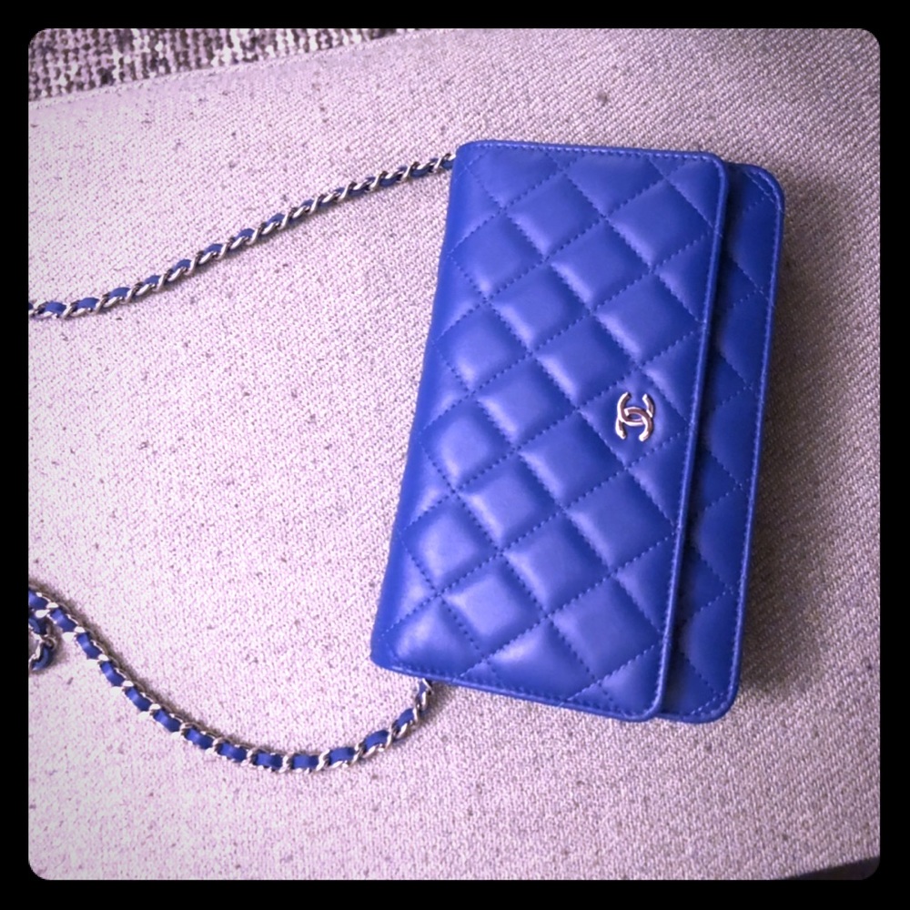 Chanel Wallet on Chain Royal Blue.  Like New!